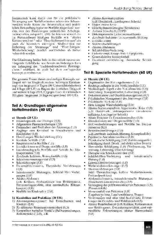 Vorschauseite 3: Theoretische Ausbildung für den Notarztdienst Neues Kurskonzept zur ärztlichen Ausbildung in der Notfallmedizin