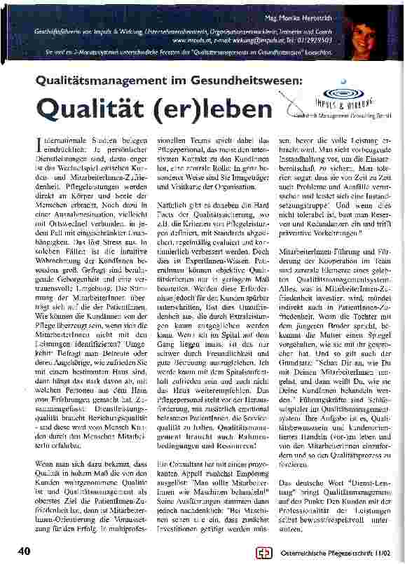 Vorschauseite 1: Qualität (er)leben