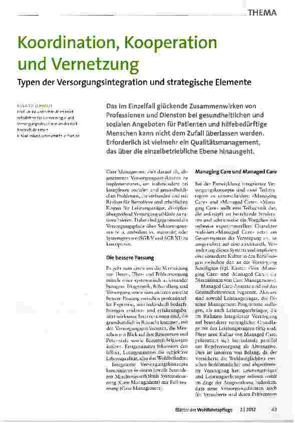 Vorschauseite 1: Koordination, Kooperation und Vernetzung