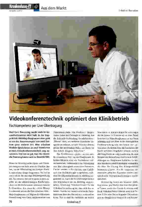 Vorschauseite 1: Videokonferenztechnik optimiert den Klinikbetrieb