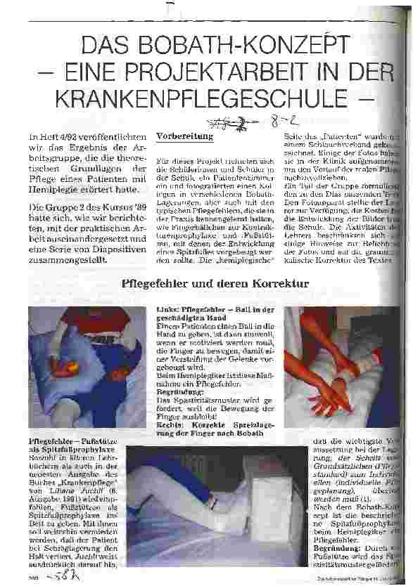 Vorschauseite 1: Das Bobath-Konzept - eine Projektarbeit in der Krankenpflegeschule