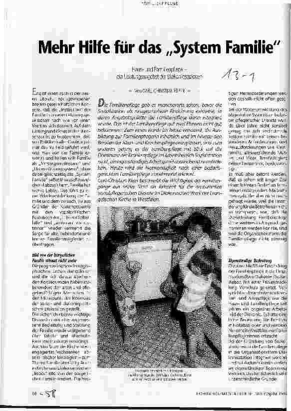 Vorschauseite 1: Mehr Hilfe für das System Familie Hausund Familienpflege - ein Leistungsangebot der Diakoniestationen