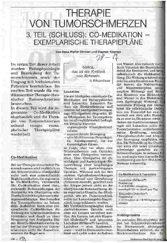 Vorschauseite 1: Therapie von Tumorschmerzen 3. Teil: Co-Medikation - Exemplarische Therapiepläne