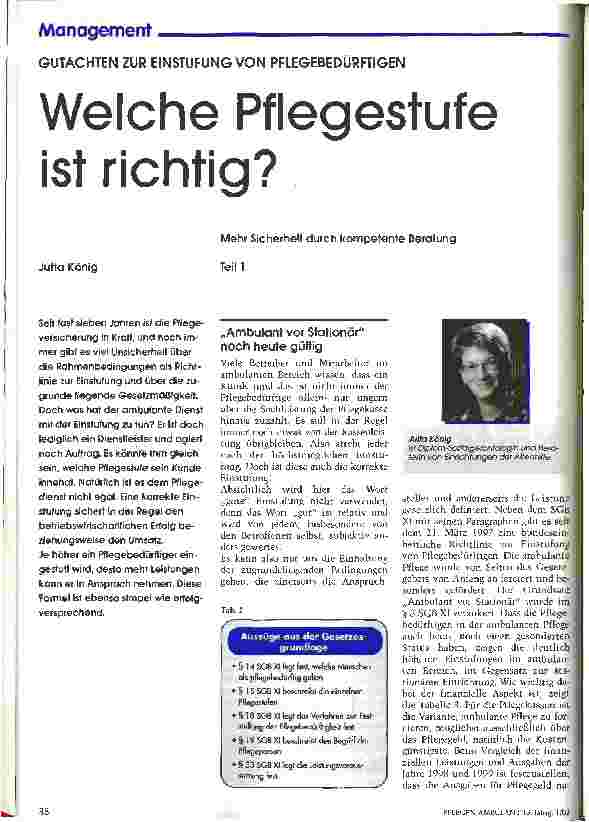 Vorschauseite 1: Welche Pflegestufe ist richtig? Mehr Sicherheit durch kompetente Beratung, Teil 1