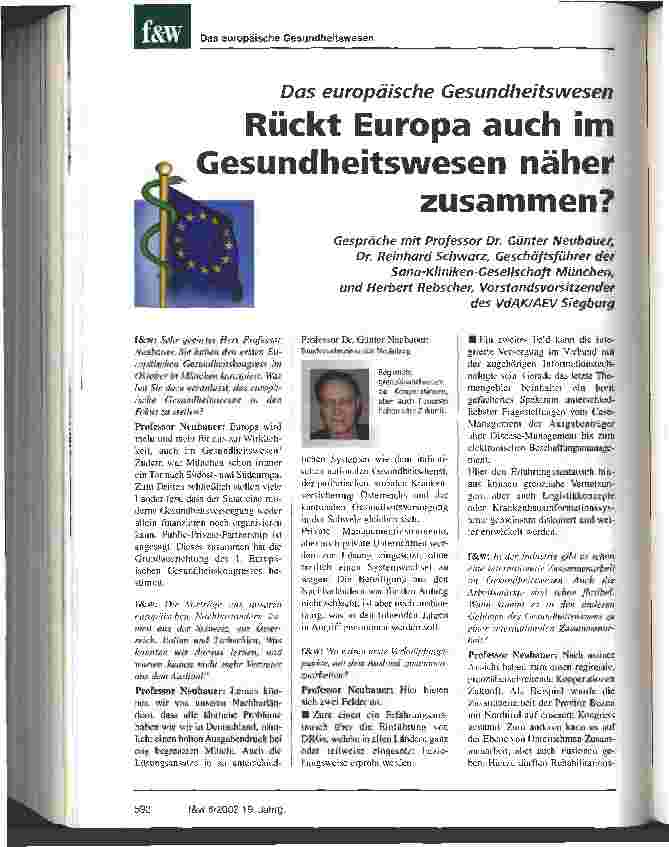 Vorschauseite 1: Das europäische Gesundheitswesen Rückt Europa auch im Gesundheitswesen näher zusammen?