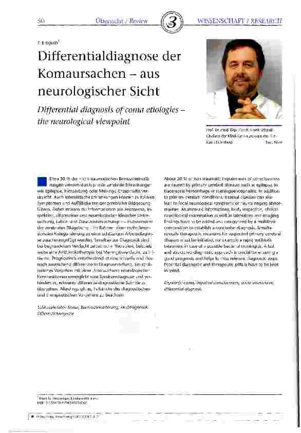 Vorschauseite 1: Differentialdiagnose der Komaursachen - aus neurologischer Sicht