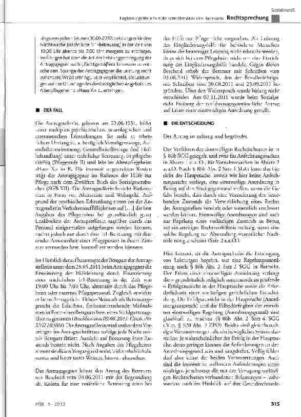 Vorschauseite 2: Eingliederungshilfe in Form der Kostenübernahme einer Nachtwache