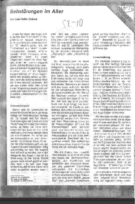 Vorschauseite 1: Sehstörungen im Alter