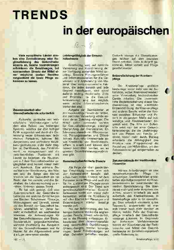 Vorschauseite 1: Trends in der europäischen Krankenpflege