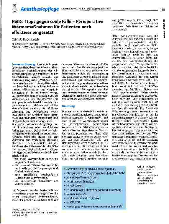 Vorschauseite 1: Heiße Tipps gegen coole Fälle - Perioperative Wärmemaßnahmen für Patienten noch effektiver eingesetzt