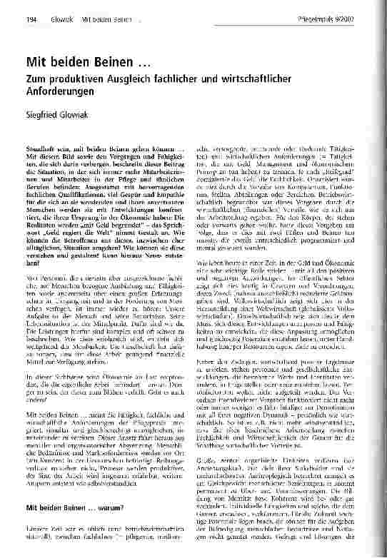 Vorschauseite 1: Mit beiden Beinen... Zum produktiven Ausgleich fachlicher und wirtschaftlicher Anforderungen