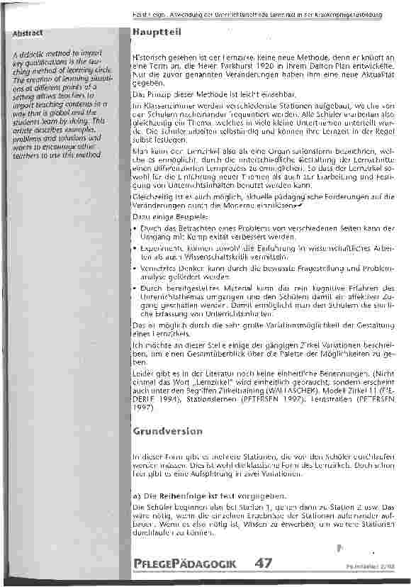 Vorschauseite 2: Anwendung der Unterrichtsmethode Lernzirkel in der Krankenpflegeausbildung