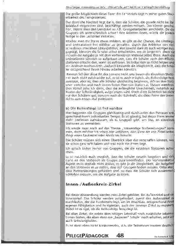 Vorschauseite 3: Anwendung der Unterrichtsmethode Lernzirkel in der Krankenpflegeausbildung