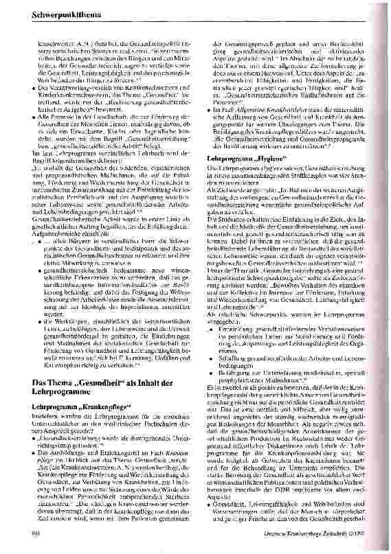 Vorschauseite 2: Stellenwert des Themas Gesundheit in der Krankenpflegeausbildung der DDR