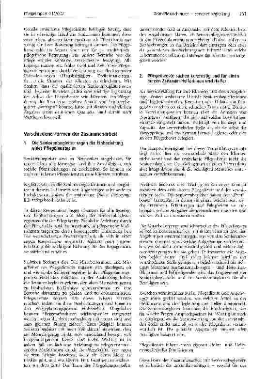 Vorschauseite 3: Seniorenbegleitung Ein neuer Knoten im sozialen Netz für alte Menschen