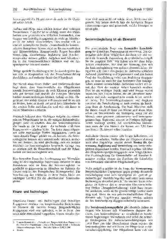 Vorschauseite 4: Seniorenbegleitung Ein neuer Knoten im sozialen Netz für alte Menschen