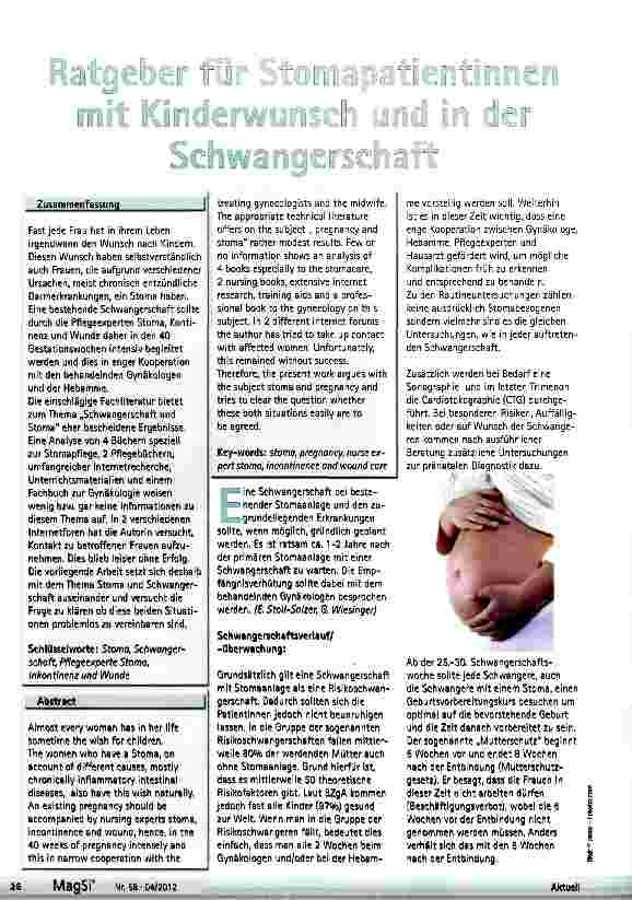 Vorschauseite 1: Ratgeber für Stomapatienten mit Kinderwunsch und in der Schwangerschaft
