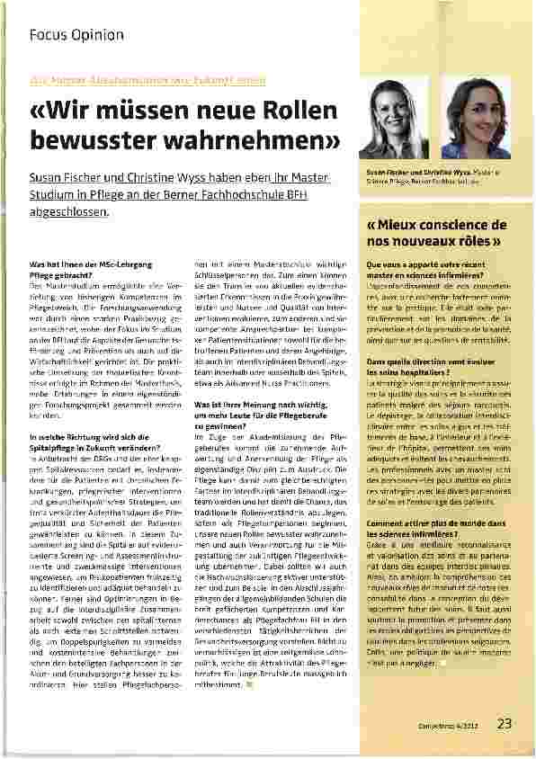 Vorschauseite 1: «Wir müssen neue Rollen bewusster wahrnehmen»