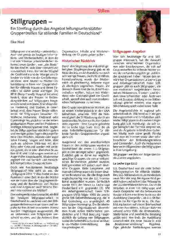 Vorschauseite 1: Stillgruppen - Ein Streifzug durch das Angebot leitungsunterstützter Gruppentreffen für stillende Familien in Deutschland