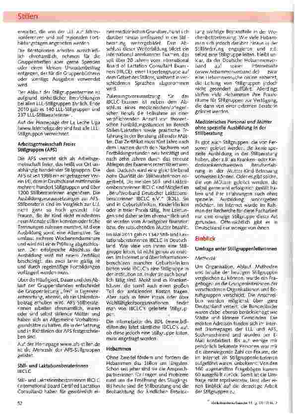 Vorschauseite 2: Stillgruppen - Ein Streifzug durch das Angebot leitungsunterstützter Gruppentreffen für stillende Familien in Deutschland