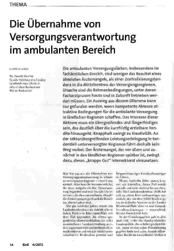 Vorschauseite 1: Die Übernahme von Versorgungsverantwortung im ambulanten Bereich
