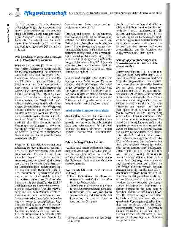 Vorschauseite 6: Die Entwicklung und praktische Anwendung der Glasgow-Coma-Skala