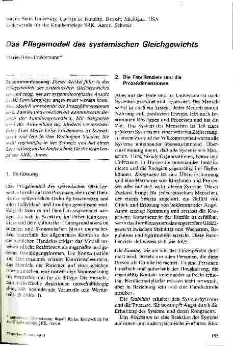 Vorschauseite 1: Das Pflegemodell des systemischen Gleichgewichts