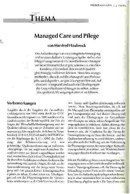 Vorschauseite 1: Managed Care und Pflege