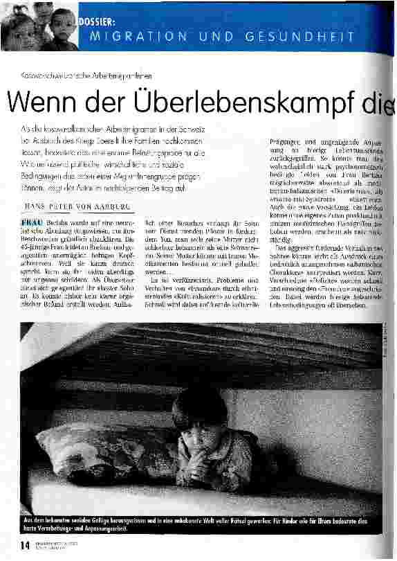 Vorschauseite 1: Wenn der Überlebenskampf die Gesundheit gefährdet Kosova-schweizerische ArbeitsmigrantInnen