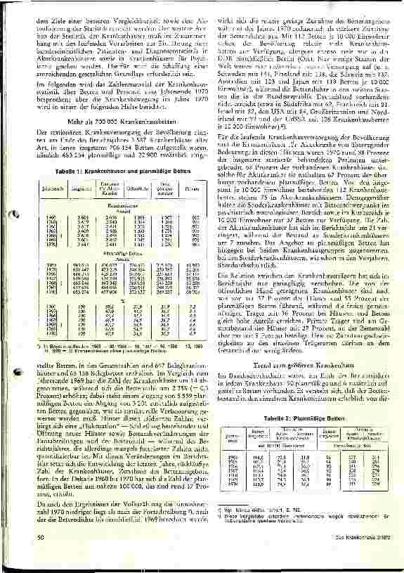 Vorschauseite 2: Das Krankenhauswesen in der BRD im Spiegel der Statistik 1970