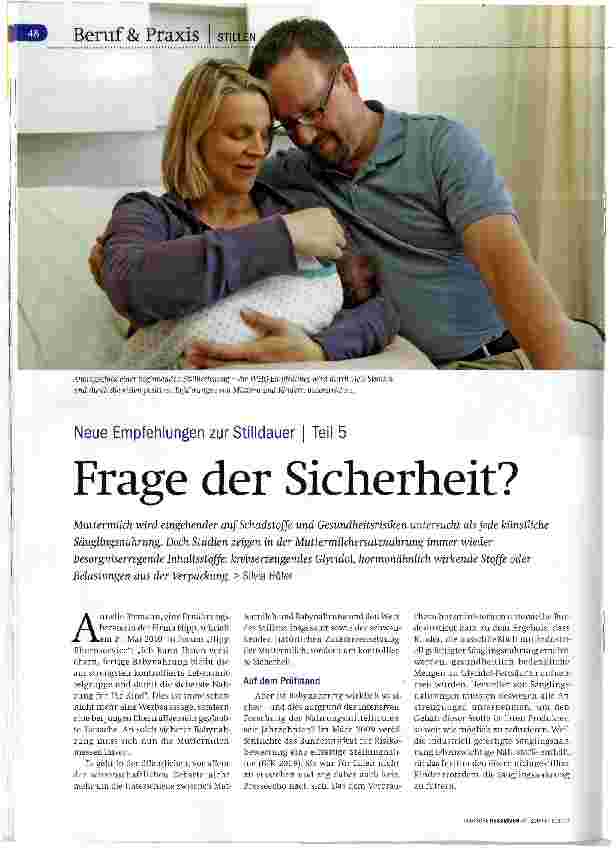 Vorschauseite 1: Empfehlungen zur Stilldauer | Teil 5 Frage der Sicherheit?