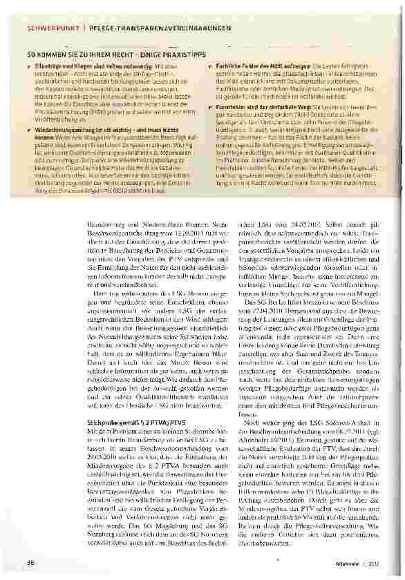 Vorschauseite 3: Pflegenoten auf dem Prüfstand der Sozialgerichte