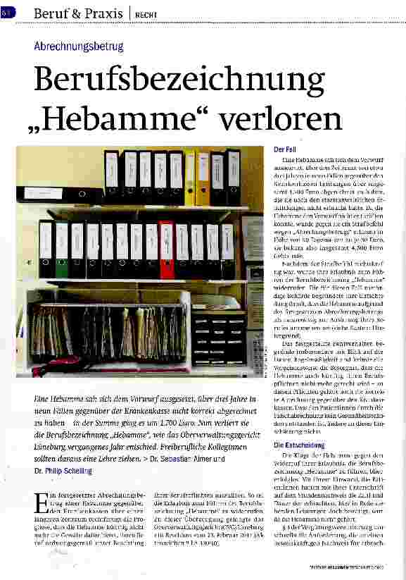 Vorschauseite 1: Berufsbezeichnung „Hebamme verloren