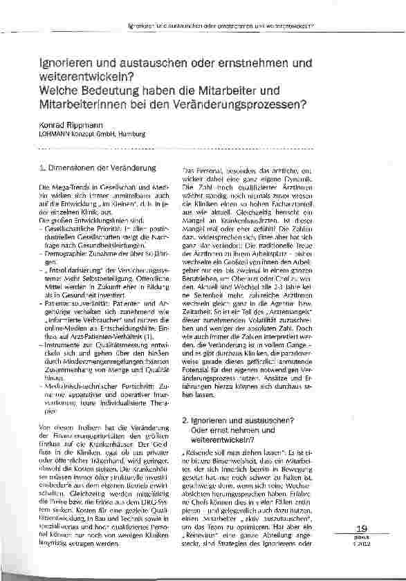 Vorschauseite 1: Ignorieren und austauschen oder ernstnehmen und weiterentwickeln?