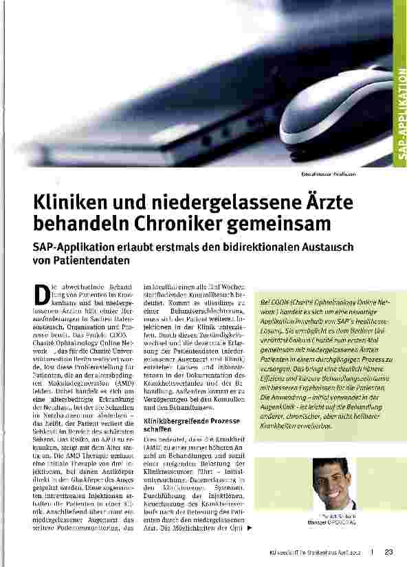 Vorschauseite 1: Kliniken und niedergelassene Arzte behandeln Chroniker gemeinsam