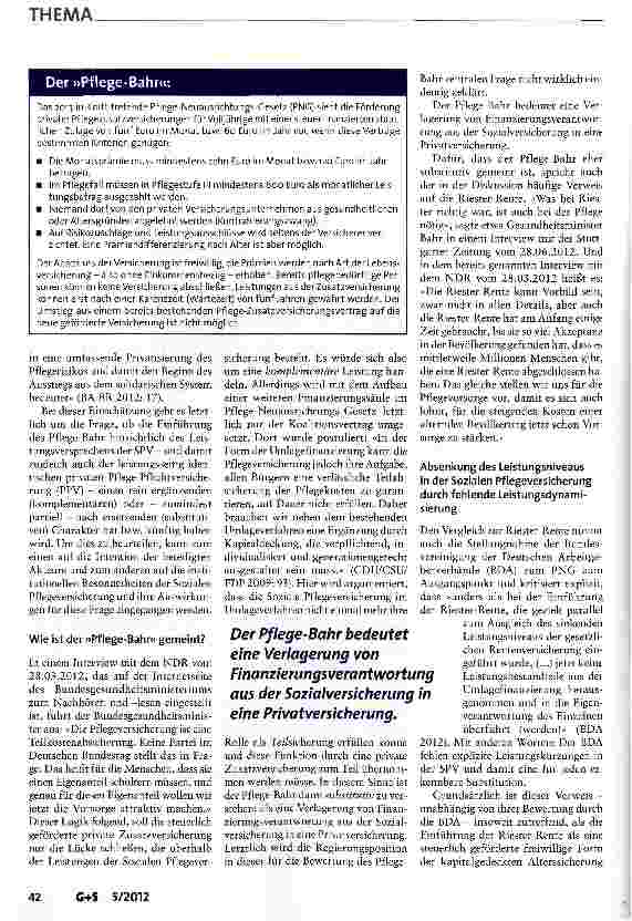 Vorschauseite 2: Der Pflege-Bahr: zum Schaden der Sozialen Pflegeversicherung und ihrer Versicherten