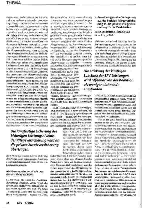 Vorschauseite 4: Der Pflege-Bahr: zum Schaden der Sozialen Pflegeversicherung und ihrer Versicherten
