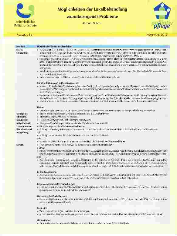 Vorschauseite 1: Möglichkeiten der Lokalbehandlung wundbezogener Probleme