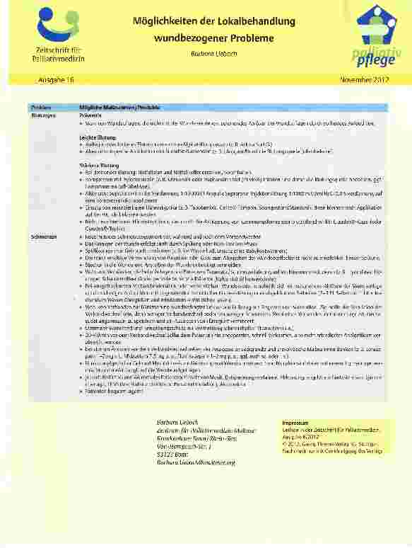 Vorschauseite 2: Möglichkeiten der Lokalbehandlung wundbezogener Probleme