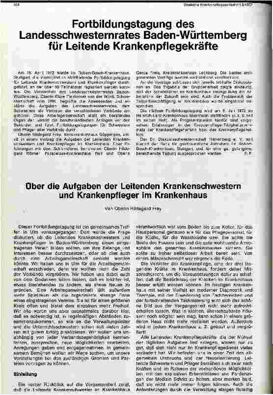 Vorschauseite 1: Über die Aufgaben der Leitenden Krankenschwestern und Krankenpfleger im Krankenhaus
