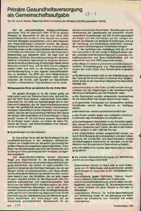 Vorschauseite 1: Primäre Gesundheitsversorgung als Gemeinschaftsaufgabe