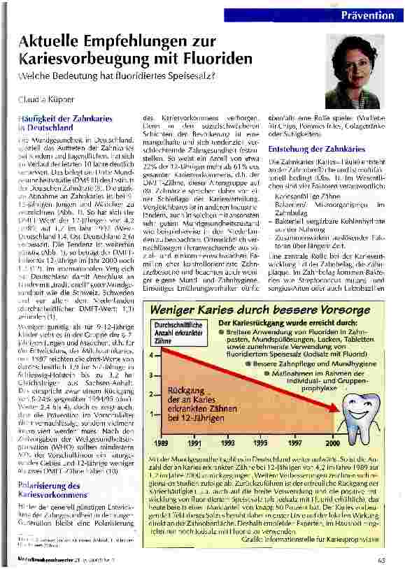 Vorschauseite 1: Aktuelle Empfehlungen zur Kariesvorbeugung mit Fluoriden