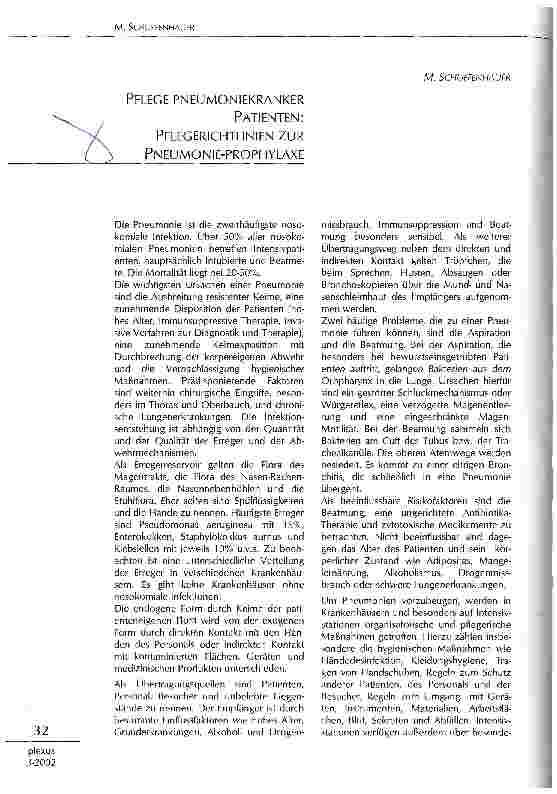 Vorschauseite 1: Pflege pneumoniekranker Patienten: Pflegerichtlinien zur Pneumonie-Prophylaxe