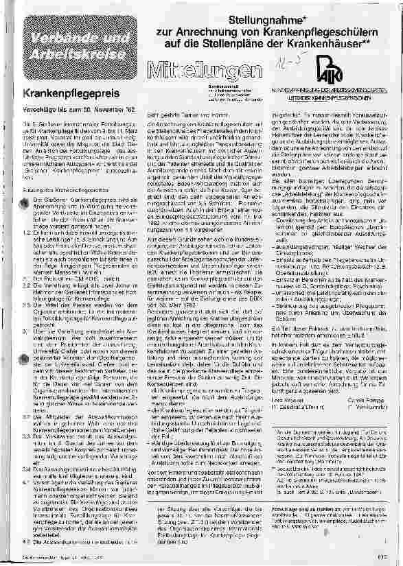 Vorschauseite 1: Stellennahme zur Anrechnung von Krankenpflegeschülern auf die Stellenpläne im Krankenhaus
