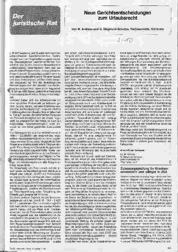 Vorschauseite 1: Neue Gerichtsentscheidung zum Urlaubsrecht