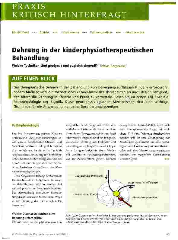 Vorschauseite 1: Dehnung in der kinderphysiotherapeutischen Behandlung