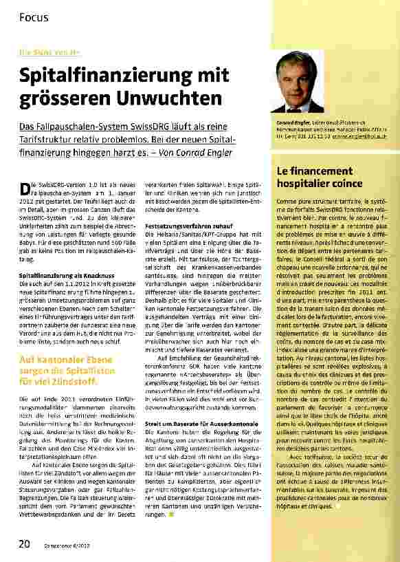 Vorschauseite 1: Spitalfinanzierung mit grösseren Unwuchten