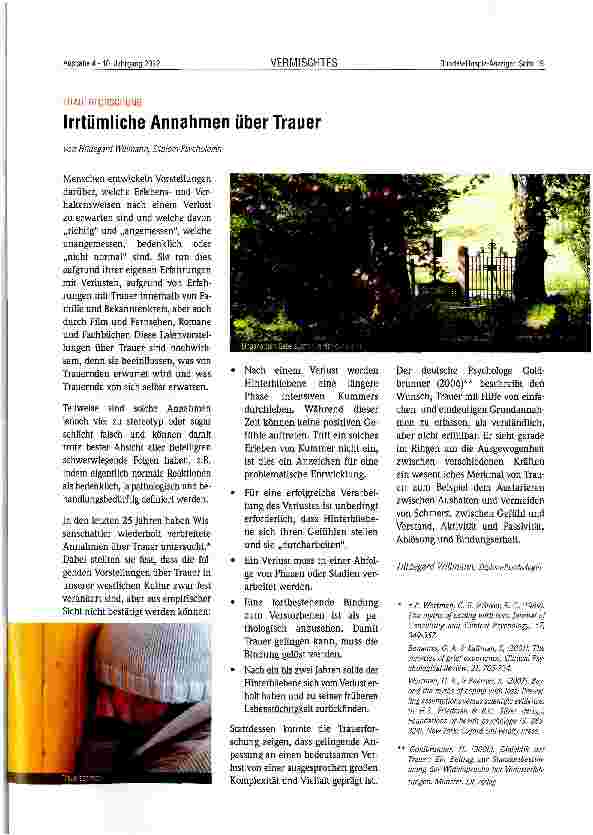Vorschauseite 1: Irrtümliche Annahmen über Trauer