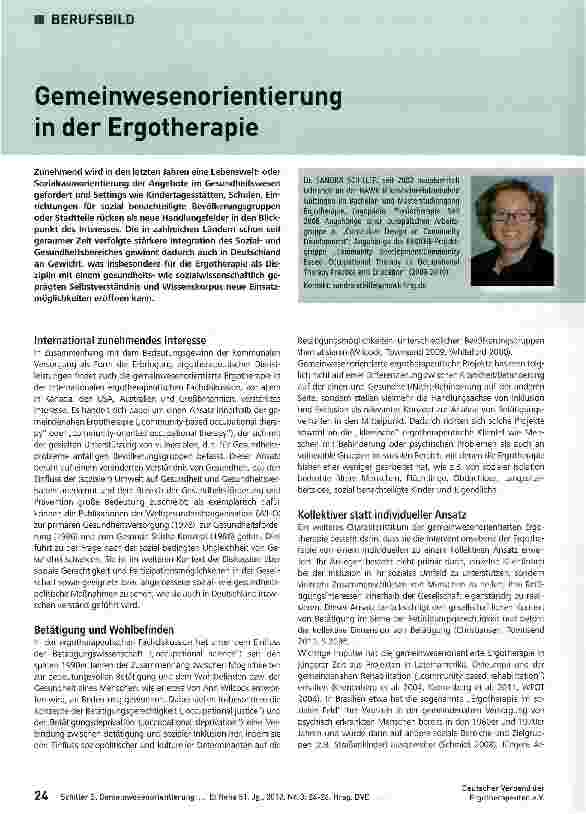 Vorschauseite 1: Gemeinwesenorientierung in der Ergotherapie