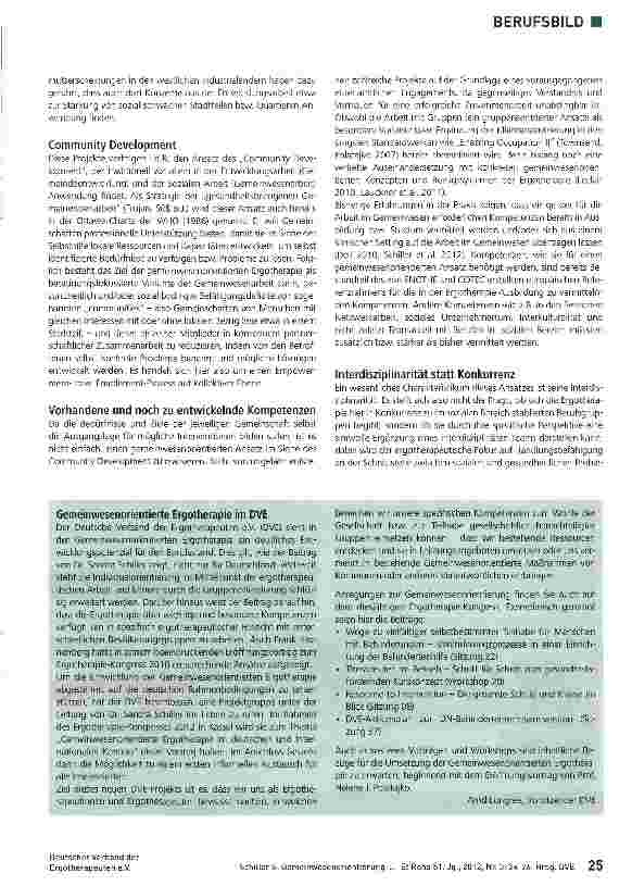 Vorschauseite 2: Gemeinwesenorientierung in der Ergotherapie